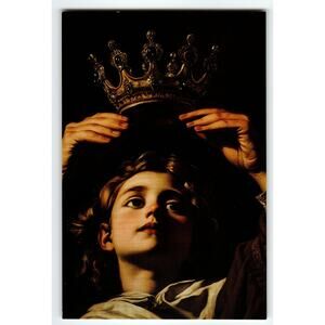 Photochrome Vintage Postcard Young Boy Holding Ornate Crown 5.5x4"
